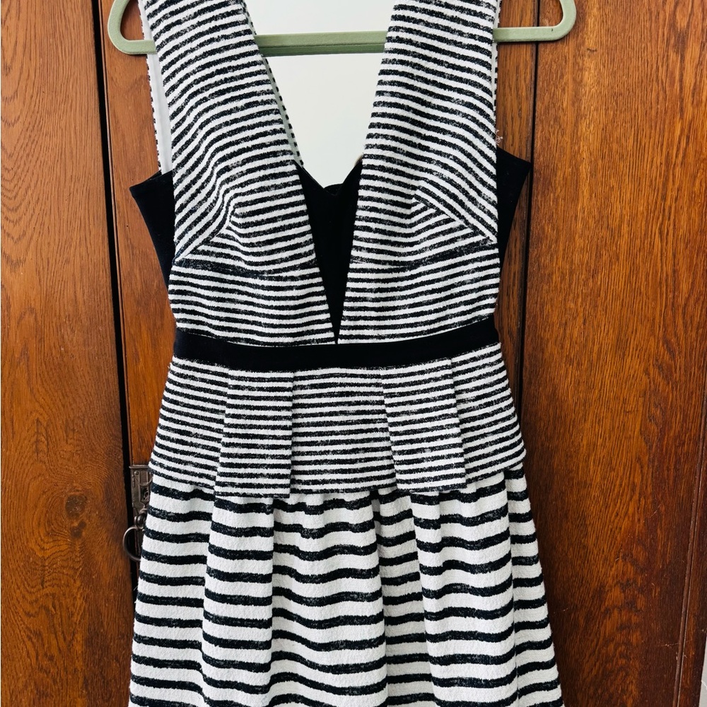 BCBGMaxAzria Black and White Striped Mini Dress
